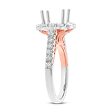 1.08ct 18k Two-tone Rose Gold Diamond Semi-mount Ring for 3.00ct Center