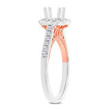 0.39ct 18k Two-tone Rose Gold Diamond Semi-mount Ring for 0.50ct Center