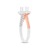 0.63ct 18k Two-tone Rose Gold Diamond Semi-mount Ring for 0.75ct Center