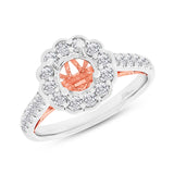 0.75ct 18k Two-tone Rose Gold Diamond Semi-mount Ring for 1.00ct Center