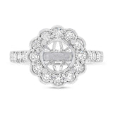 0.98ct 18k White Gold Diamond Semi-mount Ring for 2.00ct Center