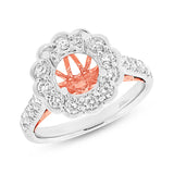 0.98ct 18k Two-tone Rose Gold Diamond Semi-mount Ring for 2.00ct Center