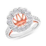 1.28ct 18k Two-tone Rose Gold Diamond Semi-mount Ring for 3.00ct Center