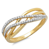 0.16ct 14k Yellow Gold Diamond Bridge Ring Size 6