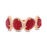0.27ct Diamond & 3.75ct Red Agate 14k Rose Gold Ring