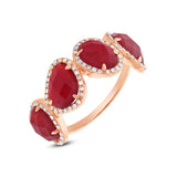 0.27ct Diamond & 3.75ct Red Agate 14k Rose Gold Ring Size 8