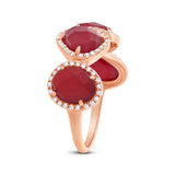 0.27ct Diamond & 3.75ct Red Agate 14k Rose Gold Ring Size 8