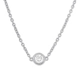 0.10ct 14k White Gold 16" Diamond Bezel Pendant