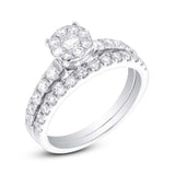 1.03ct 18k White Gold Diamond Cluster Wedding Set