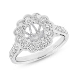 0.98ct 18k White Gold Diamond Semi-mount Ring for 2.00ct Center Size 6.5