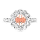 0.98ct 18k Two-tone Rose Gold Diamond Semi-mount Ring for 2.00ct Center Size 6.5