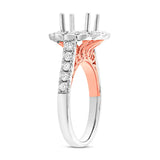 0.98ct 18k Two-tone Rose Gold Diamond Semi-mount Ring for 2.00ct Center Size 6.5