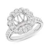 1.28ct 18k White Gold Diamond Semi-mount Ring for 3.00ct Center Size 6.5