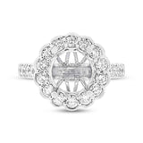 1.28ct 18k White Gold Diamond Semi-mount Ring for 3.00ct Center Size 6.5