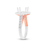 1.28ct 18k Two-tone Rose Gold Diamond Semi-mount Ring for 3.00ct Center Size 6.5