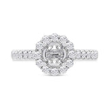0.58ct 18k White Gold Diamond Semi-mount Ring for 0.75ct Center Size 6.5