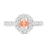 0.68ct 18k Two-tone Rose Gold Diamond Semi-mount Ring for 1.00ct Center Size 6.5