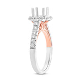 0.68ct 18k Two-tone Rose Gold Diamond Semi-mount Ring for 1.00ct Center Size 6.5