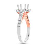 0.80ct 18k Two-tone Rose Gold Diamond Semi-mount Ring for 1.50ct Center Size 6.5