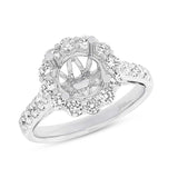 1.02ct 18k White Gold Diamond Semi-mount Ring for 2.00ct Center Size 6.5