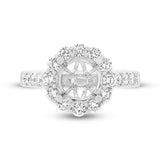 1.02ct 18k White Gold Diamond Semi-mount Ring for 2.00ct Center Size 6.5