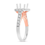 1.02ct 18k Two-tone Rose Gold Diamond Semi-mount Ring for 2.00ct Center Size 6.5