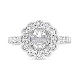 0.79ct 18k White Gold Diamond Semi-mount Ring for 1.50ct Center Size 6.5