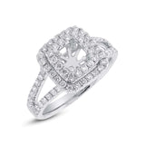0.69ct 14k White Gold Diamond Semi-mount Ring for 5x5mm Center