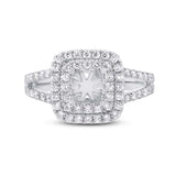 0.69ct 14k White Gold Diamond Semi-mount Ring for 5x5mm Center