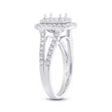 0.69ct 14k White Gold Diamond Semi-mount Ring for 5x5mm Center