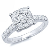 1.26ct 14k White Gold Diamond Cluster Ring Size 6.5