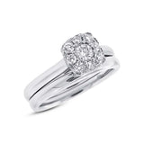 0.53ct 14k White Gold Diamond Wedding Set Cluster Size 6.5