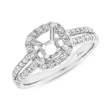 0.58ct 14k White Gold Diamond Semi-mount Ring for 1.00ct Center