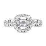 0.58ct 14k White Gold Diamond Semi-mount Ring for 1.00ct Center