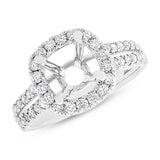0.72ct 14k White Gold Diamond Semi-mount Ring for 2.00ct Center