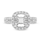 0.72ct 14k White Gold Diamond Semi-mount Ring for 2.00ct Center