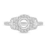 1.00ct 18k White Gold Diamond Semi-mount Ring for 1.00ct Center