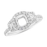 1.00ct 18k White Gold Diamond Semi-mount Ring for 6x6mm Center