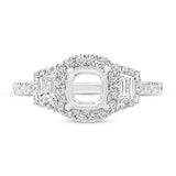 1.00ct 18k White Gold Diamond Semi-mount Ring for 6x6mm Center