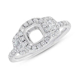1.00ct 18k White Gold Diamond Semi-mount Ring for 6x6mm Center