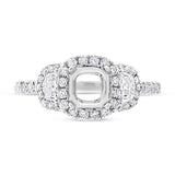 1.00ct 18k White Gold Diamond Semi-mount Ring for 6x6mm Center