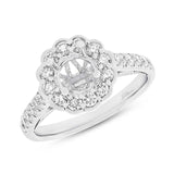 0.75ct 18k White Gold Diamond Semi-mount Ring for 1.00ct Center Size 6