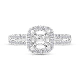 0.37ct 14k White Gold Diamond Semi-mount Ring for 0.50ct Center