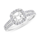0.37ct 14k White Gold Diamond Semi-mount Ring for 0.50ct Center Size 6