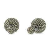 6.40ct 14k Black Rhodium Gold Champagne Diamond Cluster Ball Earring