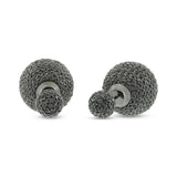 6.31ct 14k Black Rhodium Gold Black Diamond Cluster Ball Earring