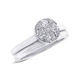 0.52ct 14k White Gold Diamond Cluster Wedding Set Size 6.5