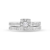 0.93ct 14k White Gold Diamond Wedding Set Cluster Size 6.5