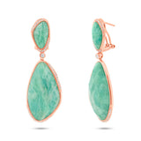 0.39ct Diamond & 57.07ct Amazonite 14k Rose Gold Earring