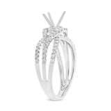 0.68ct 14k White Gold Diamond Semi-mount Ring for 0.50ct Center